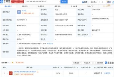 水星家纺1亿元于江苏新设子公司